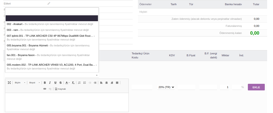 I cannot add products with barcode in dolibar supplier invoice 