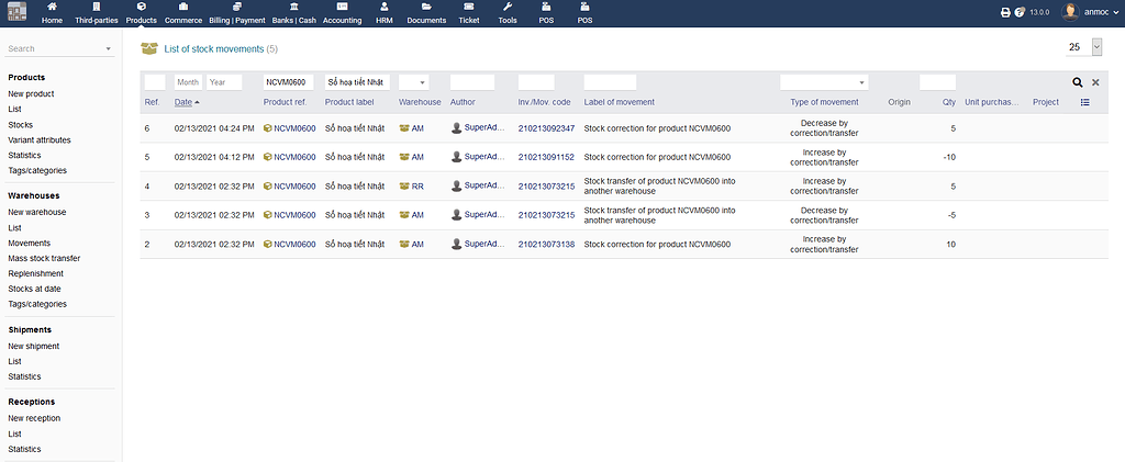 How to delete history of stock movement - Using my Dolibarr - Dolibarr ...