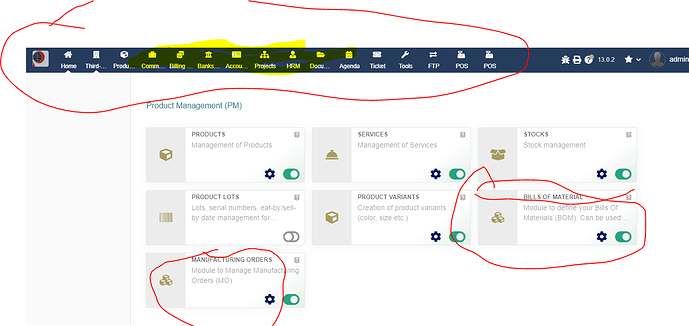 1b. BOM and manufactuiring module setup