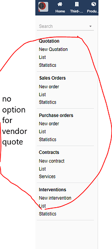 2. Vendor quote option missing